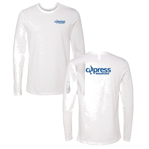 Cypress Mountain Logo 2 Blue Ink -- Long Sleeve White