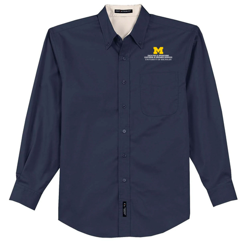 Port Authority Easy Care Long Sleeve Shirt -- Navy / Light Stone, $33