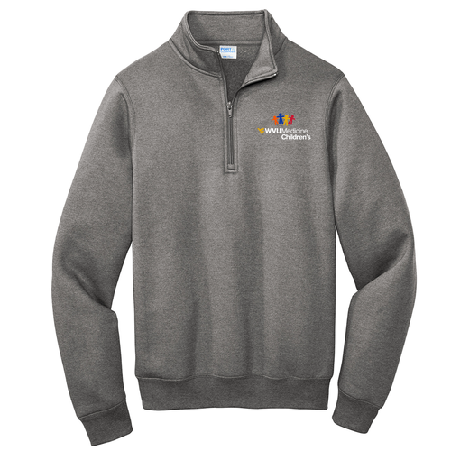 Gender Care Heart Port and Company Core Fleece Quarter-Zip Pullover Sweatshirt -- Graphite Heather