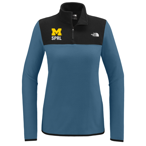Ladies The North Face Glacier 1/4-Zip Fleece -- Shady Blue / Tnf Black, SPRL Logo
