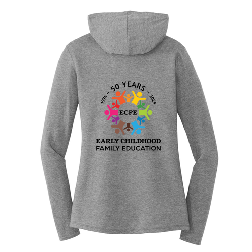 District Made Ladies Perfect Tri Long Sleeve Hoodie T-Shirt -- Grey Frost