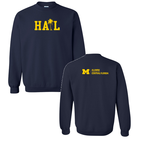 Mens/Unisex Gildan Heavy Blend Crewneck Sweatshirt -- Navy, Palm Tree Logo