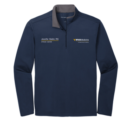Port Authority Silk Touch Performance 1 / 4-Zip -- Navy / Steel Grey