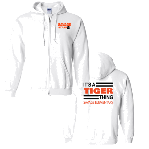 Gildan Full Zip Hooded Sweatshirt -- White