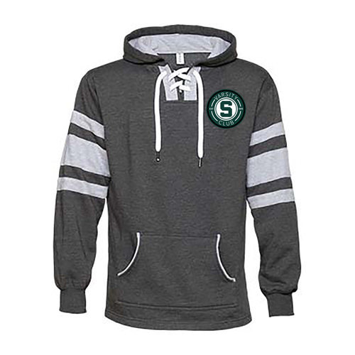 Enza Varsity Hockey Laced Hood -- Dark Heather / White