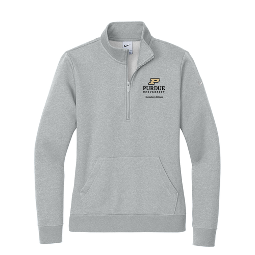 Nike Ladies Club Fleece Sleeve Swoosh 1/2 Zip -- Dark Grey Heather