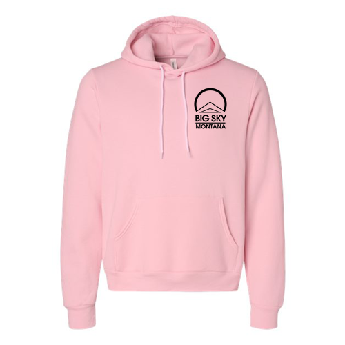 Big Sky Montana Logo 2 Black Ink -- Pullover Hooded Sweatshirt Pink
