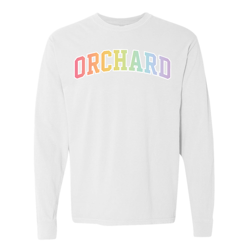 Pastel Rainbow Comfort Colors Unisex Garment-Dyed Heavyweight Long Sleeve T-Shirt -- White