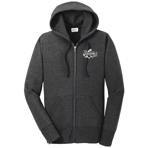 Ladies Fleece Full Zip Hooded Sweatshirt -- Dark Heather Grey