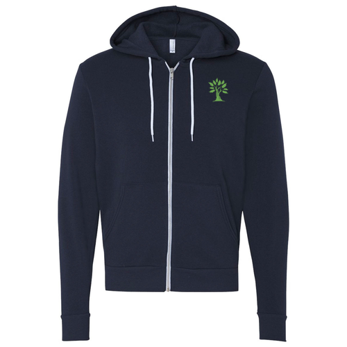 Bella Canvas Unisex Full-Zip Hooded Sweatshirt -- Navy Embroidered