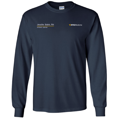 Embroidered Gildan Ultra Cotton Long Sleeve Basic T-Shirt -- Navy