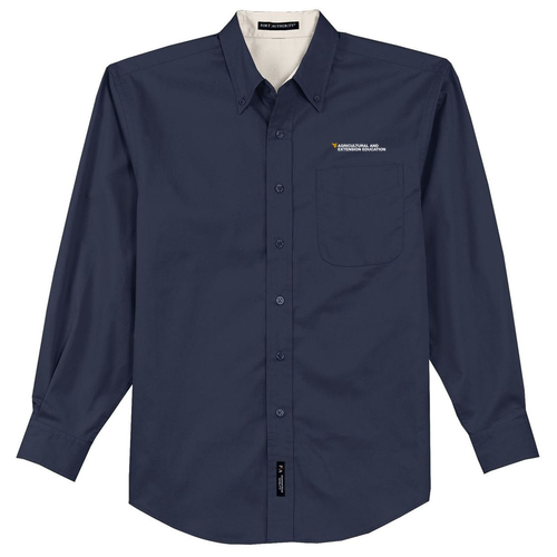 Port Authority Mens Easy Care Long Sleeve Shirt -- Classic Navy / Light Stone