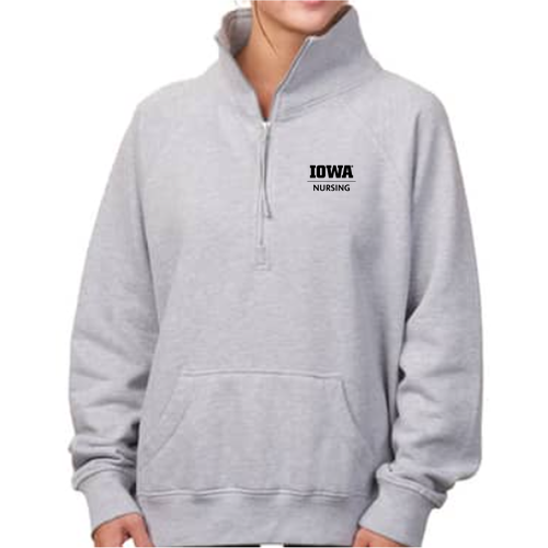 Embroidered Enza Ladies Boxy Half Zip Fleece -- Athletic Heather