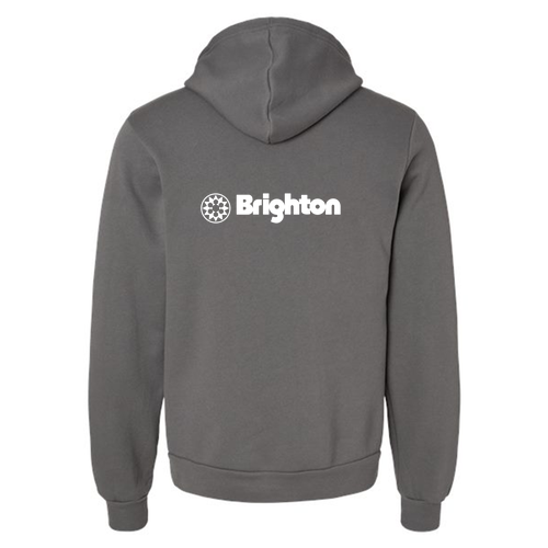 Brighton Logo 2 White Ink -- Pullover Hooded Sweatshirt Asphalt