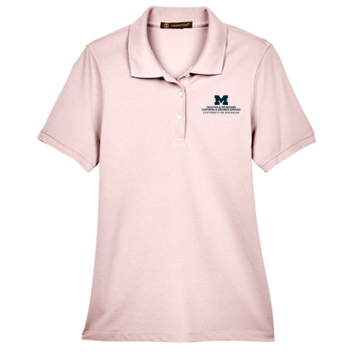 Ladies Harriton 5.6 oz. Easy Blend Polo -- Blush, $26