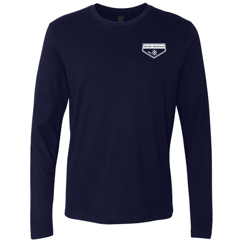 Boyne Mountain Logo 2 White Ink -- Long Sleeve Midnight Navy