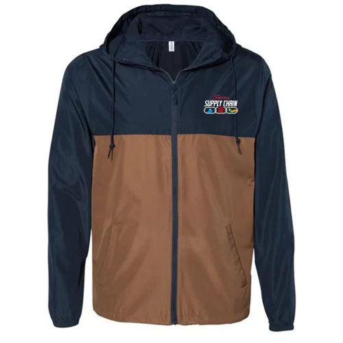 Independent Trading Co. Lightweight Windbreaker Zip Jacket -- Classic Navy / Saddle