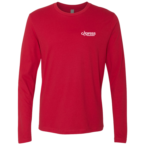 Cypress Mountain Logo 2 White Ink -- Long Sleeve Red