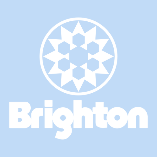 Brighton Logo 2 White Ink -- Short Sleeve Light Blue