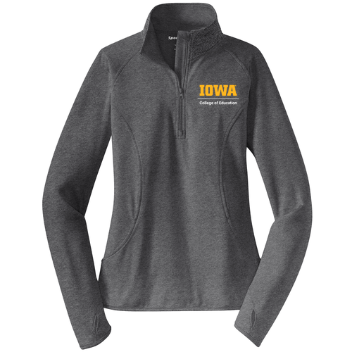 Sport Tek Ladies Sport Wick Stretch Half Zip Pullover -- Charcoal Grey Heather