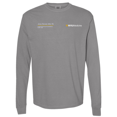 Embroidered Comfort Colors Unisex Garment-Dyed Heavyweight Long Sleeve T-Shirt -- Grey