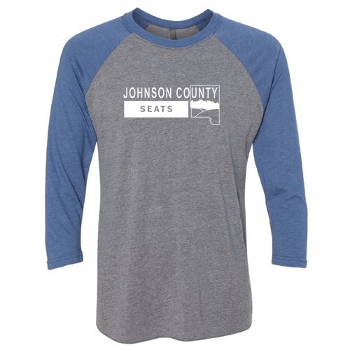 Next Level Unisex Tri-Blend 3/4 Sleeve Raglan -- Premium Heather / Vintage Royal