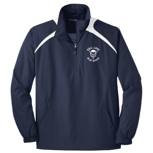 Embroidered Sport Tek 1/2 Zip Wind Shirt -- True Navy/ White