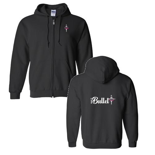 Mens/Unisex Gildan Full Zip Hooded Sweatshirt -- Black