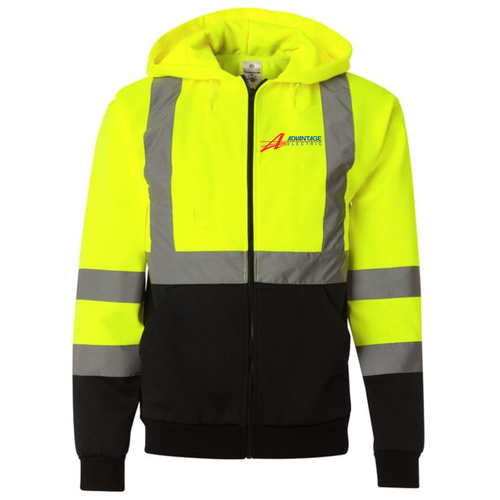 ML Kishigo Hi-Vis Hooded Full Zip Sweatshirt -- Lime, AES