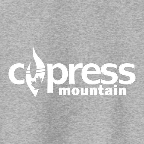 Cypress Mountain Logo 2 White Ink -- Pullover Hooded Sweatshirt Athletic Heather