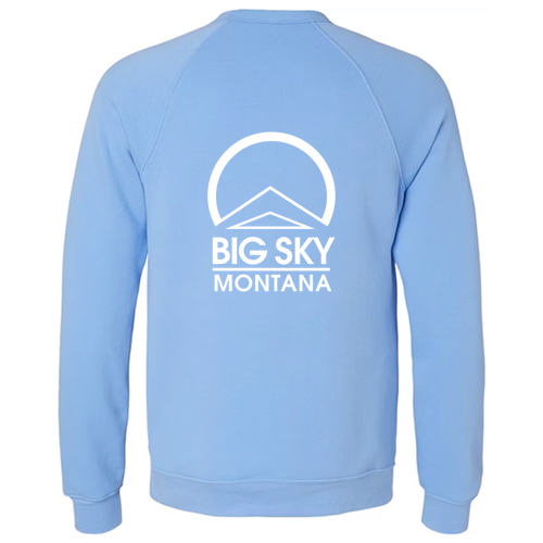 Big Sky Montana Logo 2 White Ink -- Crewneck Sweatshirt Carolina Blue