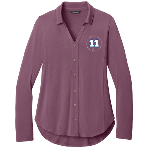 Embroidered Port Authority Women’s Luxe Knit Button Tunic -- Purple Mist