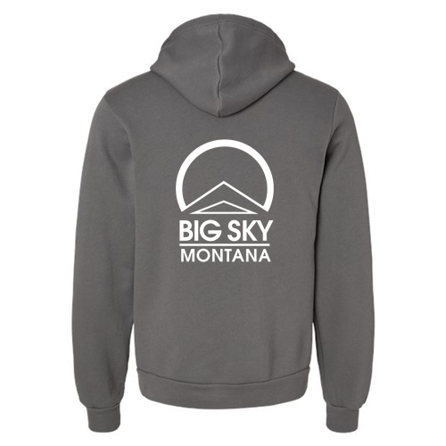 Big Sky Montana Logo 2 White Ink -- Pullover Hooded Sweatshirt Asphalt