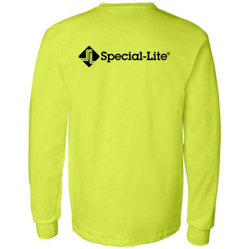 Gildan Long Sleeve Pocket Tee -- Safety Green