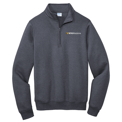 WVU Medicine Port and Company Quarter-Zip Pullover Sweatshirt -- Heather Navy