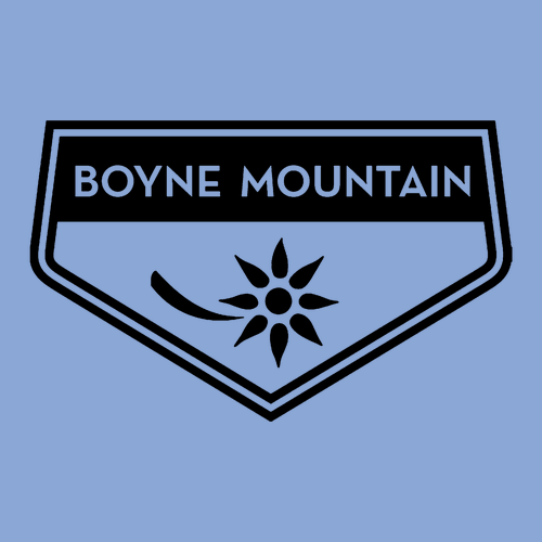 Boyne Mountain Logo 2 Black Ink -- Crewneck Sweatshirt Carolina Blue