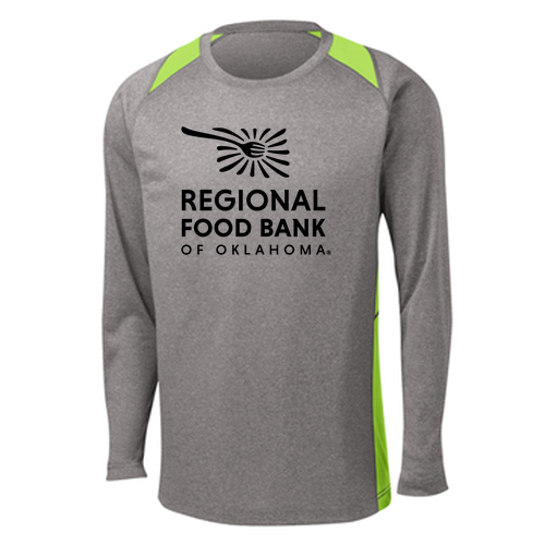 Sport-Tek Longsleeve Heather Colorblock Contender Tee -- Vintage Heather / Lime Shock