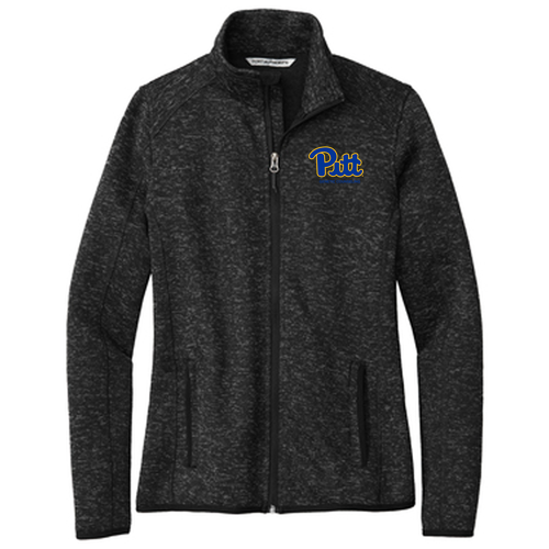 Port Authority Ladies Sweater Fleece Jacket -- Black Heather