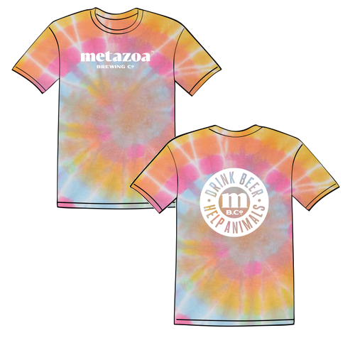 Tie-Dyed Multi-Color Spiral Short Sleeve T-shirt -- Aerial