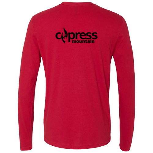 Cypress Mountain Logo 2 Black Ink -- Long Sleeve Red