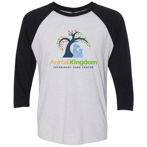 Next Level Unisex Tri-Blend 3/4 Sleeve Raglan -- Heather White / Vintage Black