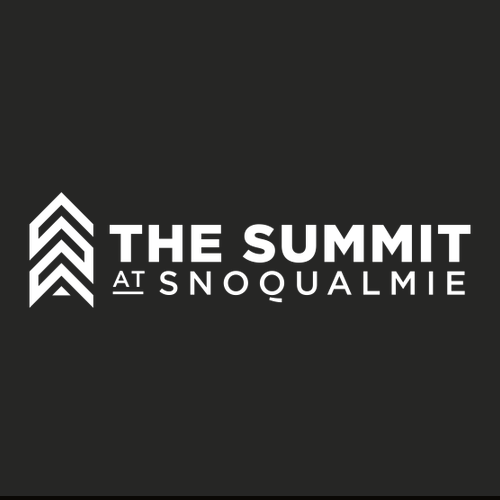 The Summit at Snoqualmie Logo 2 White Ink -- Crewneck Sweatshirt Black