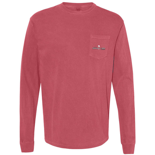 Crimson Comfort Colors Heavyweight Long Sleeve Pocket T-Shirt