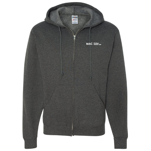Jerzees Full Zip Hooded Sweatshirt -- Black Heather