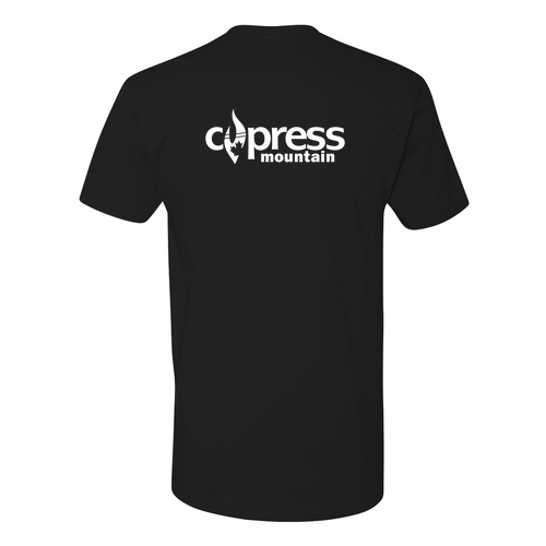 Cypress Mountain Logo 2 White Ink -- Short Sleeve Black