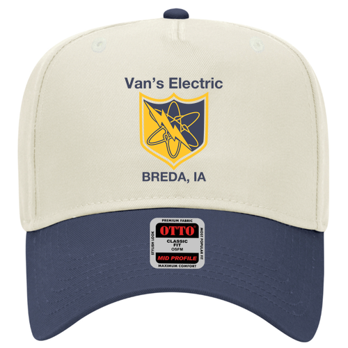 OTTO CAP 5 Panel Mid Profile Baseball Cap -- Navy / Natural