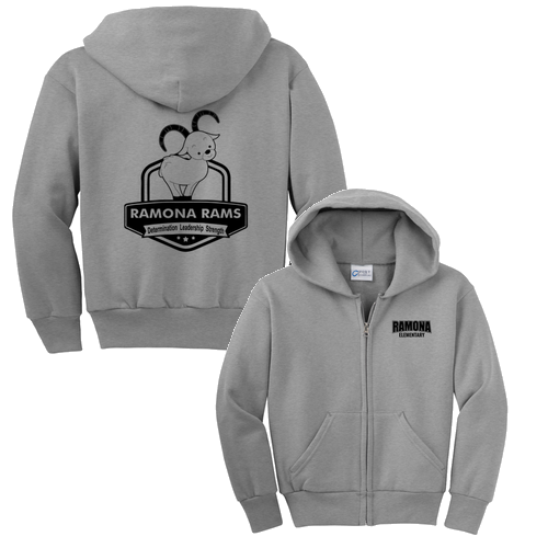 Port and Company Youth Full-Zip Hooded Sweatshirt -- Athletic Heather