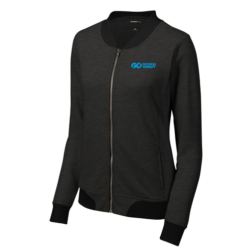 Sport-Tek Ladies Lightweight French Terry Bomber -- Heather Black