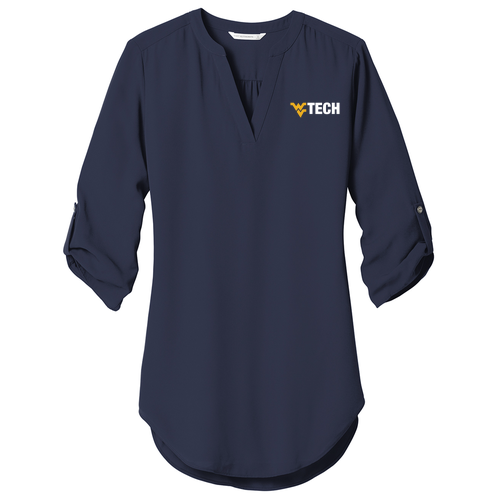 Port Authority Ladies 3/4-Sleeve Tunic Blouse -- True Navy