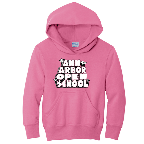 Port and Company Youth Pullover Hooded Sweatshirt -- Neon Pink